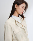 EP YAYING Leather Texture Coat EGKPP1282AM