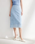 EP YAYING Blue Textured Skirt