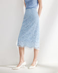 EP YAYING Blue Textured Skirt