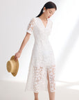 EP YAYING White V-Neck Dress