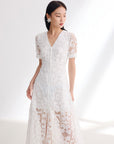 EP YAYING White V-Neck Dress