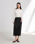 EP YAYING Straight Silk Skirt