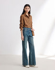 EP YAYING Color-Blocked Rhinestone Jeans