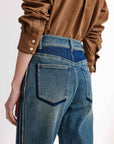 EP YAYING Color-Blocked Rhinestone Jeans