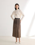 EP YAYING Gold Foil Pleated Skirt EGJIA3409AJ