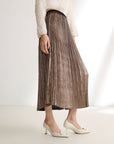 EP YAYING Gold Foil Pleated Skirt EGJIA3409AJ