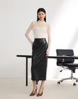 EP YAYING Glossy PU Leather Skirt
