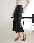 EP YAYING Glossy PU Leather Skirt