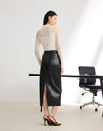EP YAYING Glossy PU Leather Skirt