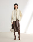 EP YAYING Wool Stand Collar Coat