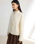 EP YAYING Wool Stand Collar Coat