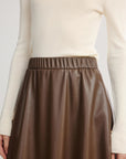 EP YAYING Textured PU Leather Midi Skirt