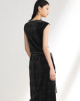 EP YAYING Velvet Pleated Slim Top