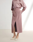 EP YAYING Silk-Wool Pleated Skirt