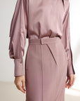 EP YAYING Silk-Wool Pleated Skirt