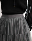 EP YAYING High-Waisted Tulle Midi Skirt
