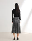 EP YAYING High-Waisted Tulle Midi Skirt