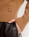 EP YAYING Cashmere Leather Collar Knitted Sweater