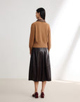 EP YAYING Cashmere Leather Collar Knitted Sweater