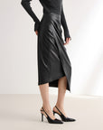 EP YAYING Split Bodycon Leather Skirt