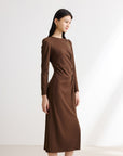 EP YAYING Wool Waist-Defining Dress