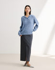 EP YAYING Navy Collar Knitted Sweater