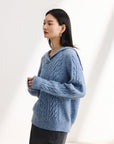 EP YAYING Navy Collar Knitted Sweater