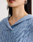 EP YAYING Navy Collar Knitted Sweater