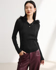 EP YAYING Slim Fit Pure Wool Knitted Sweater