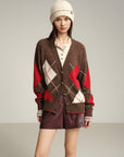 EP YAYING Multicolor Pattern Knit Cardigan