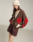 EP YAYING Multicolor Pattern Knit Cardigan
