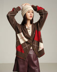 EP YAYING Multicolor Pattern Knit Cardigan