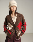 EP YAYING Multicolor Pattern Knit Cardigan