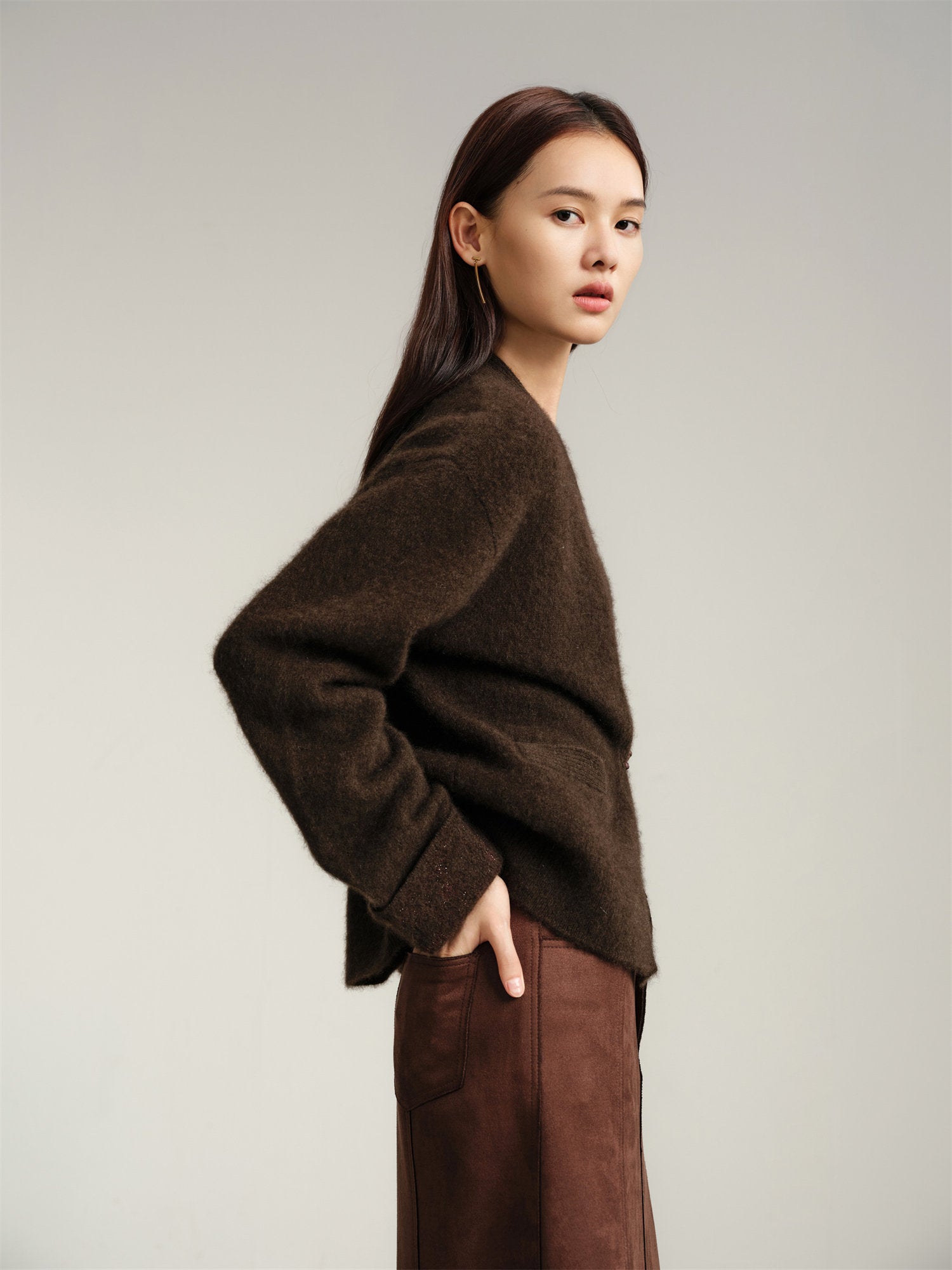 EP YAYING Yak Wool Knitted Cardigan