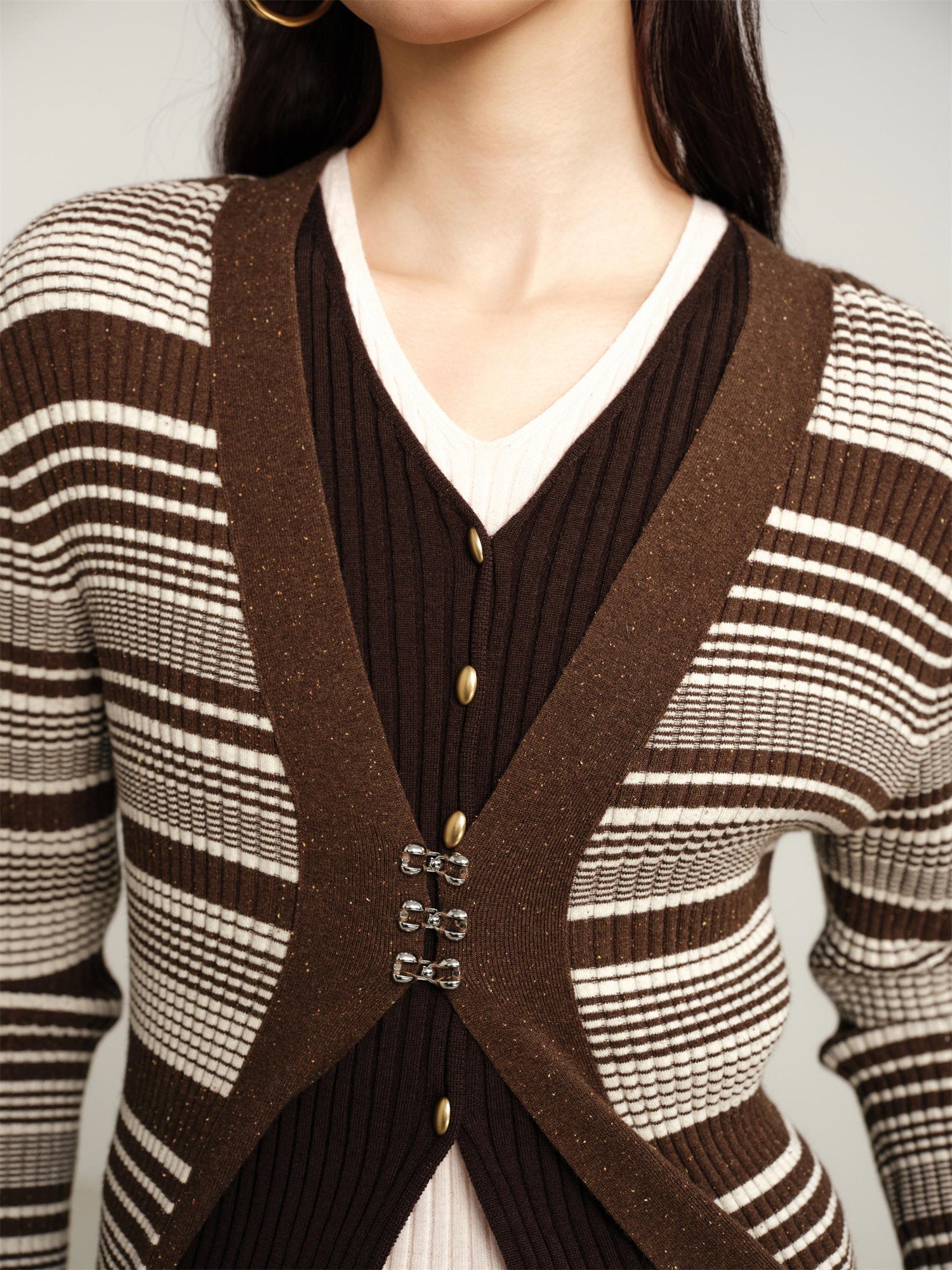 EP YAYING Long Knitted Cardigan Coat