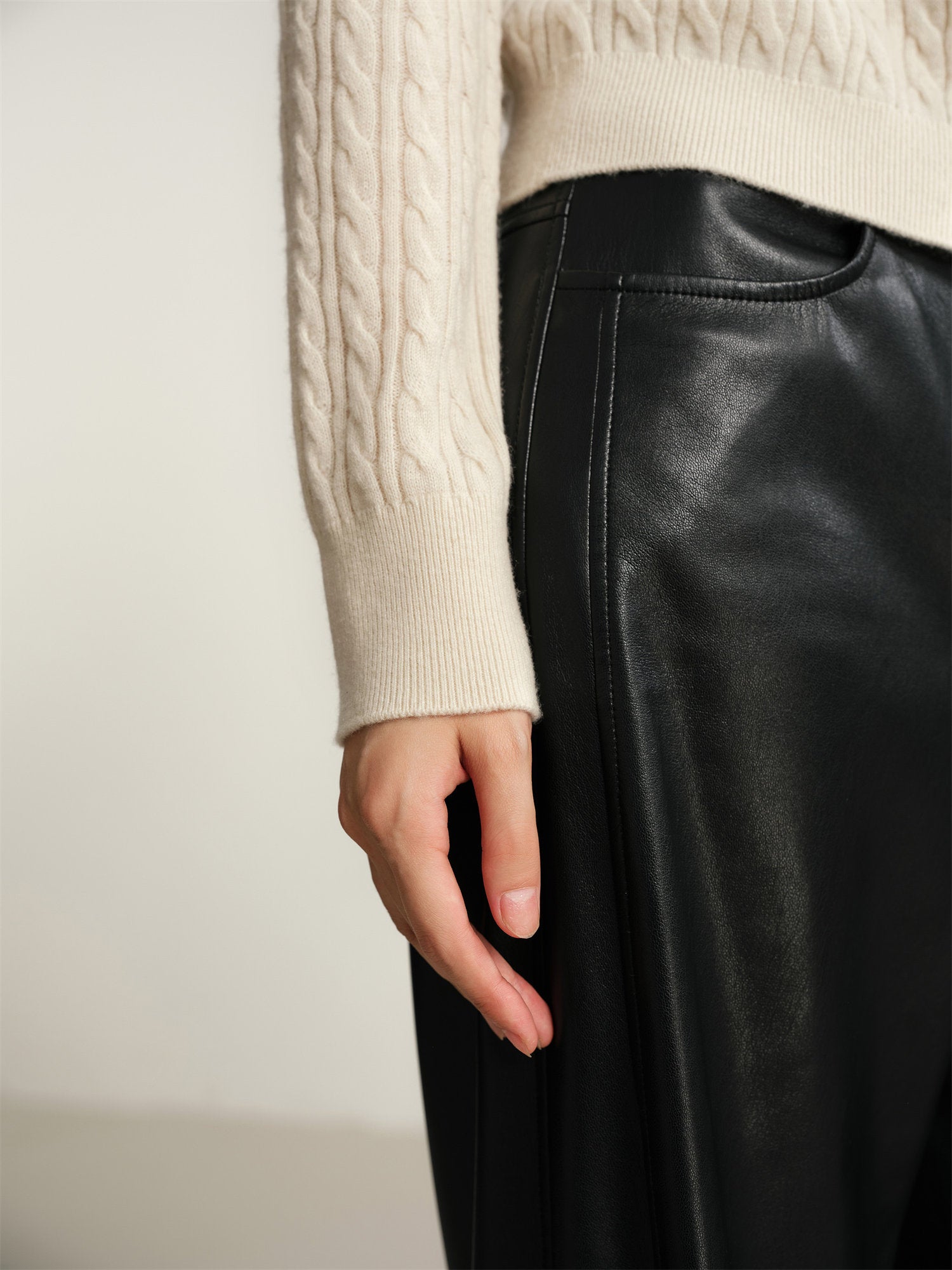 EP YAYING Yak Wool Cable Knit Sweater