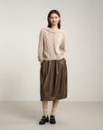 EP YAYING Loose Notched Collar Pullover