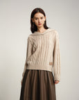 EP YAYING Loose Notched Collar Pullover