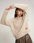 EP YAYING Loose Notched Collar Pullover