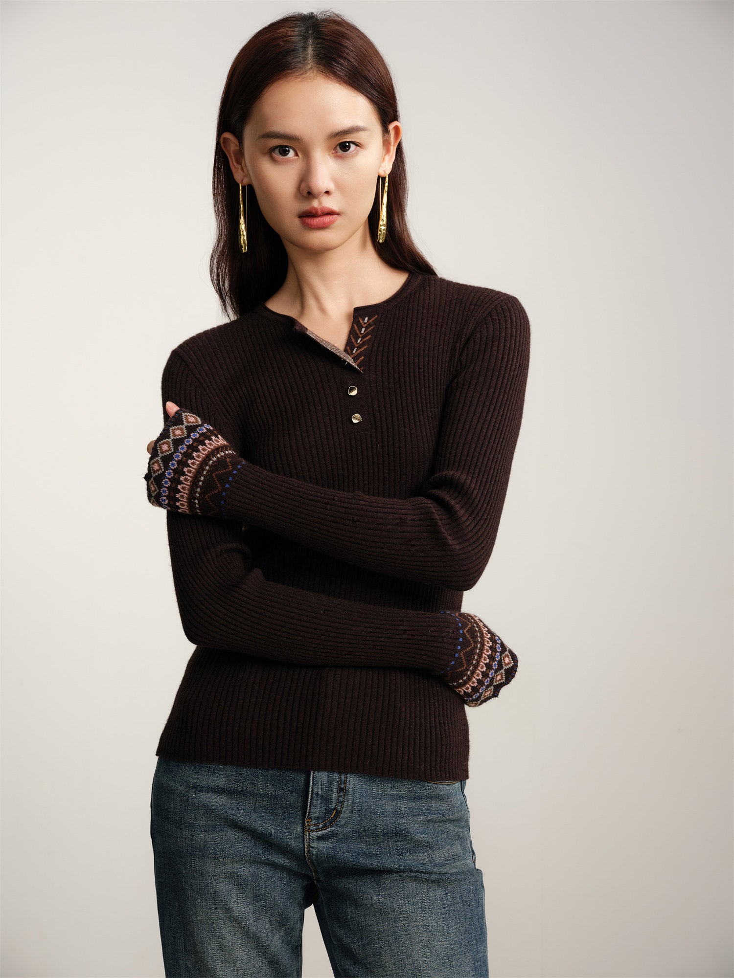 EP YAYING Yak Wool Cashmere Knitted Sweater