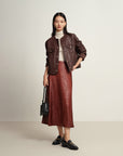 EP YAYING Leather Round Neck Leather Jacket
