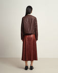 EP YAYING Leather Round Neck Leather Jacket