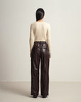 EP YAYING Cream Leather Cargo Pants