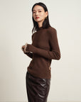 EP YAYING Brown Long Sleeve Knit Top
