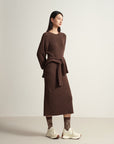 EP YAYING Brown Knit Dress