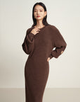EP YAYING Brown Knit Dress