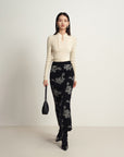 EP YAYING Jacquard Knitted Midi Skirt