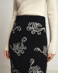 EP YAYING Jacquard Knitted Midi Skirt