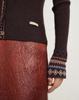 EP YAYING Ethnic Jacquard Knitted Cardigan