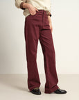 EP YAYING Burgundy Slim Fit Pants